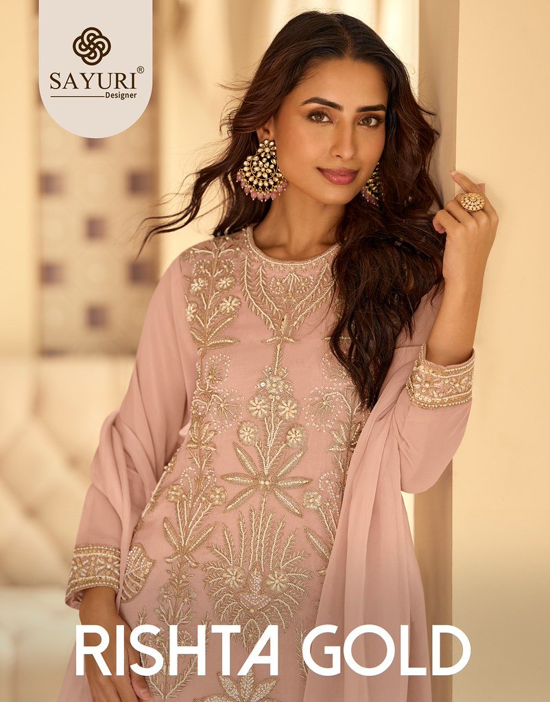 RISHTA GOLD BY SAYURI 10163 TO 10163-B SERIES REAL GEORGETTE DRESSES