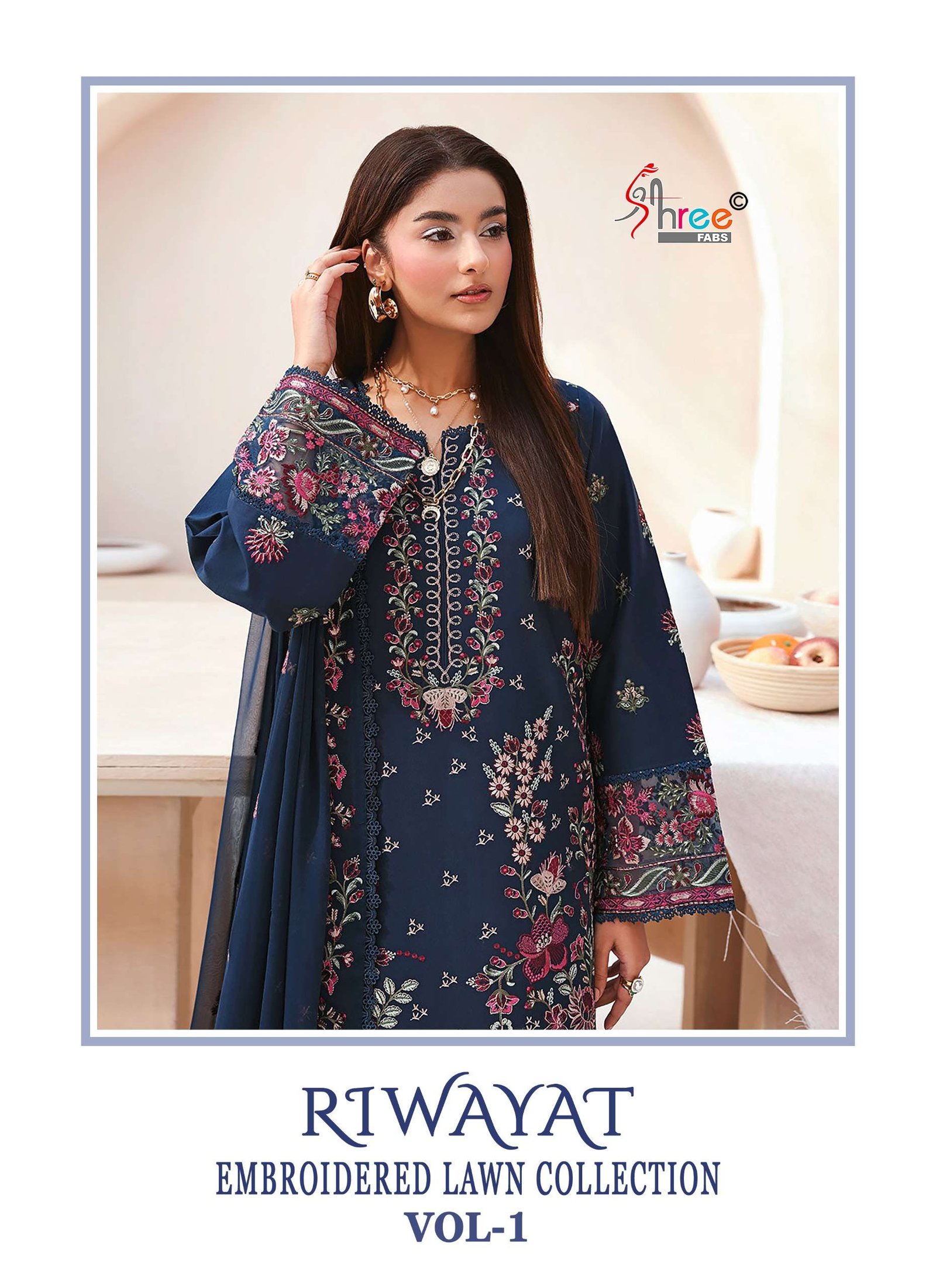 RIWAYAT EMBROIDERED LAWN COLLECTION VOL-1 BY SHREE FABS 4139 TO 4144 SERIES COTTON DRESSES