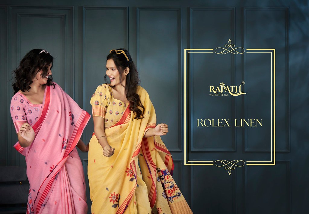 ROLEX LINEN BY RAJPATH 630001 TO 630006 SERIES HANDLOOM LINEN SAREES