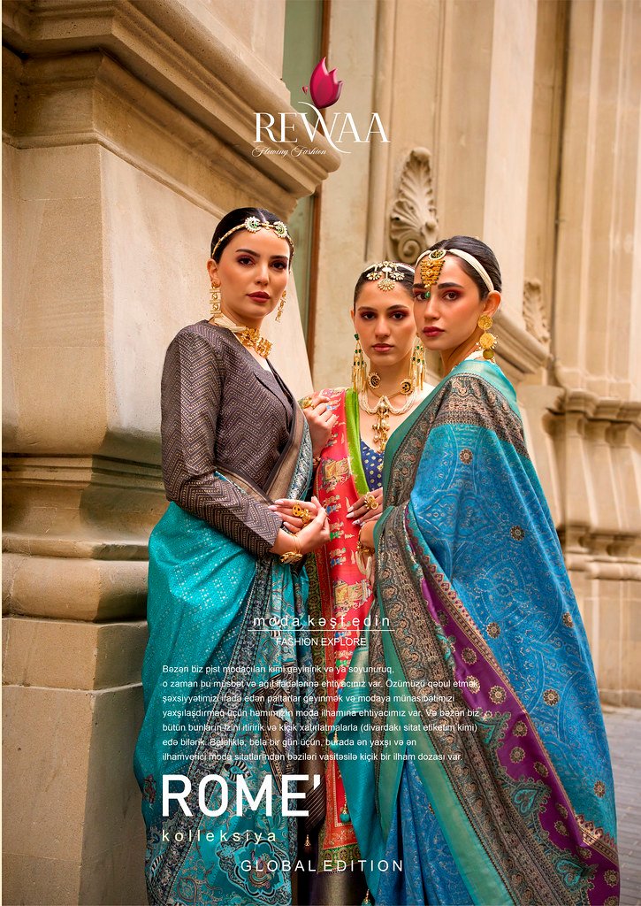 ROME BY REWAA 912 TO 920 SERIES POLY VISCOSE SILK FOIL PRINT SAREES