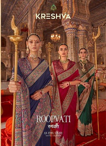 ROOPVATI BY KRESHVA K-910 TO K-915 SERIES 801 PV SILK PRINT SAREES
