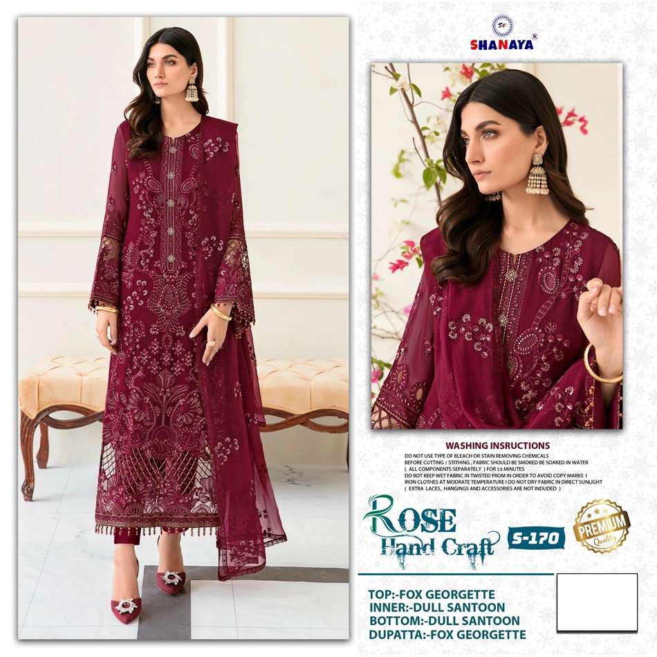 ROSE HAND CRAFT S-170 BY SHANAYA FASHION FAUX GEORGETTE PAKISTANI DRESS