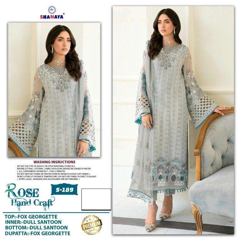 ROSE HAND CRAFT S-189 BY SHANAYA FASHION FAUX GEORGETTE PAKISTANI DRESS