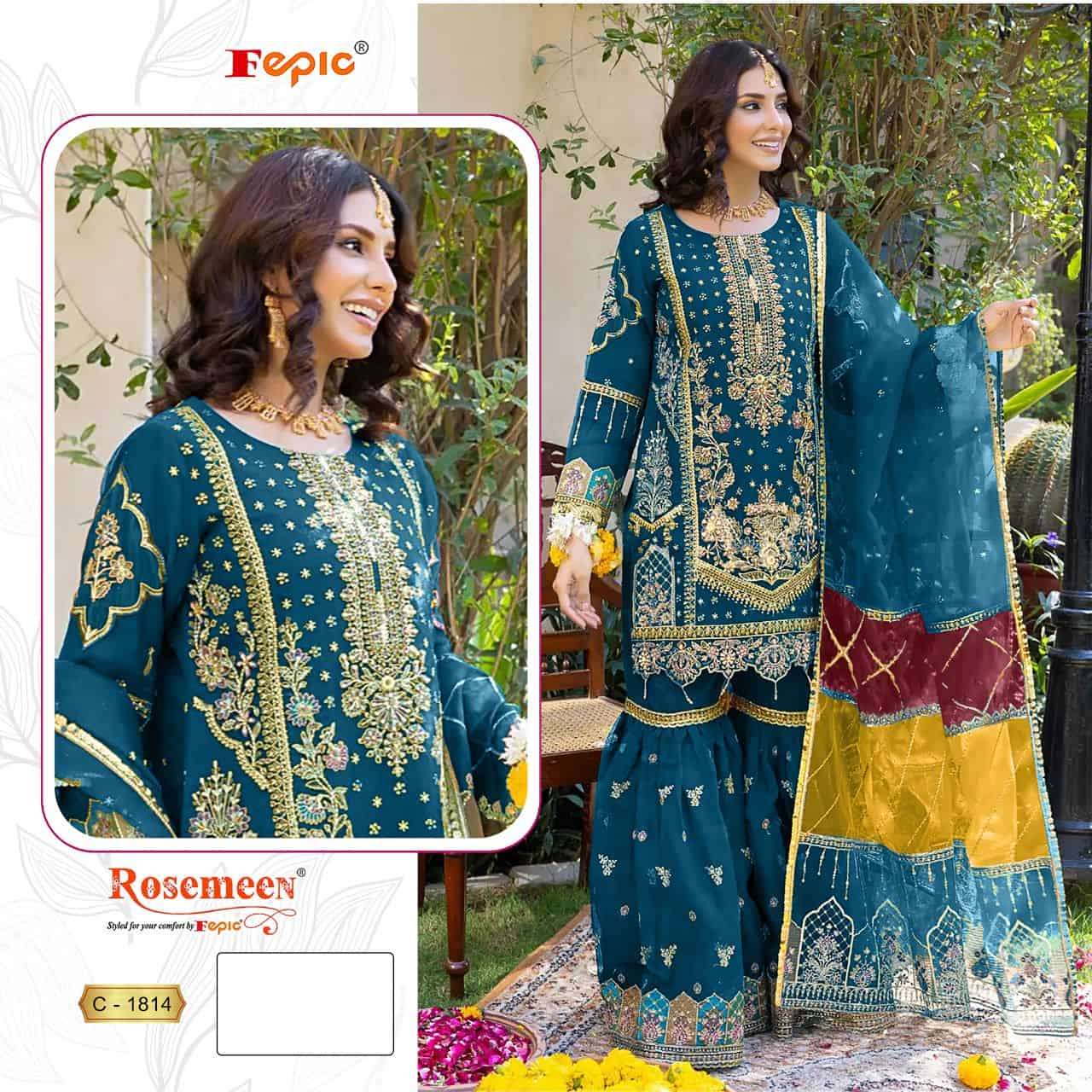 ROSEMEEN C-1814 COLOURS BY FEPIC DESIGNER ORGANZA PAKISTANI DRESSES