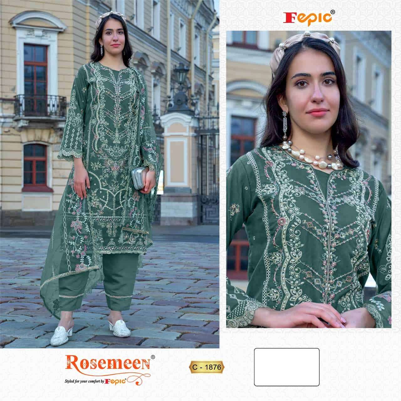 ROSEMEEN C-1876 COLOURS BY FEPIC DESIGNER ORGANZA PAKISTANI DRESSES