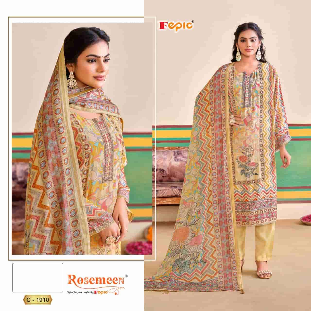 ROSEMEEN C-1910 BY FEPIC FANCY DESIGNER NATURAL CREPE PAKISTANI DRESS