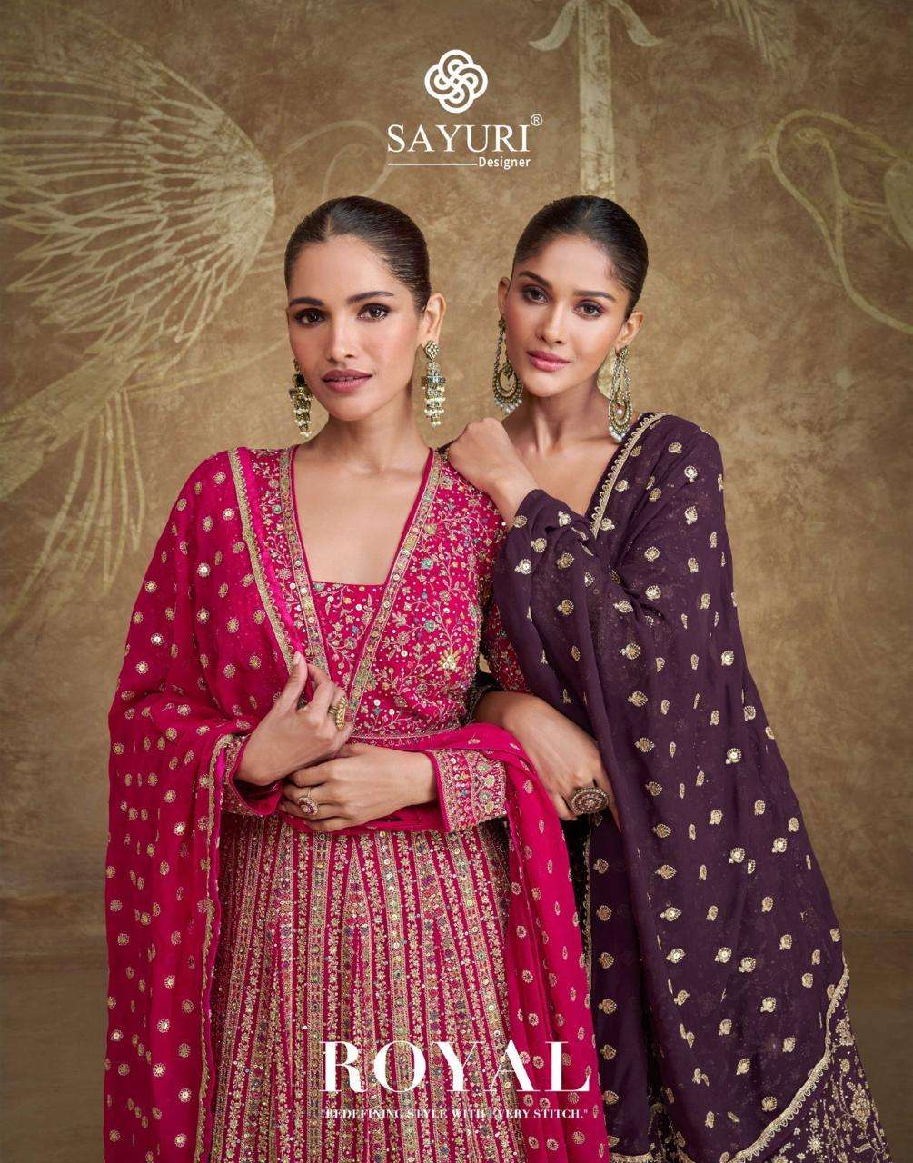 ROYAL BY SAYURI 5650 TO 5652 SERIES REAL GEORGETTE GOWNS WITH DUPATTA