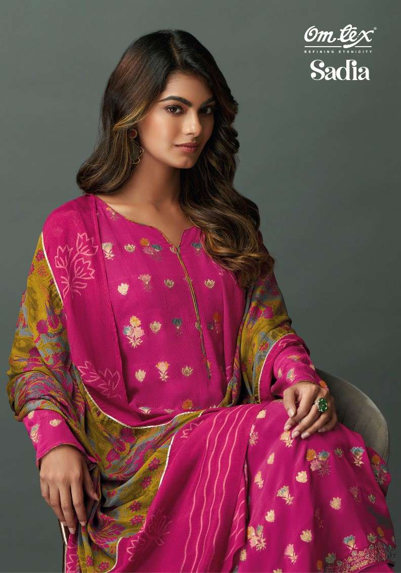 SADIA 6421 BY OMTEX DESIGNER CHINON CHIFFON MEENA JACQUARD DRESS