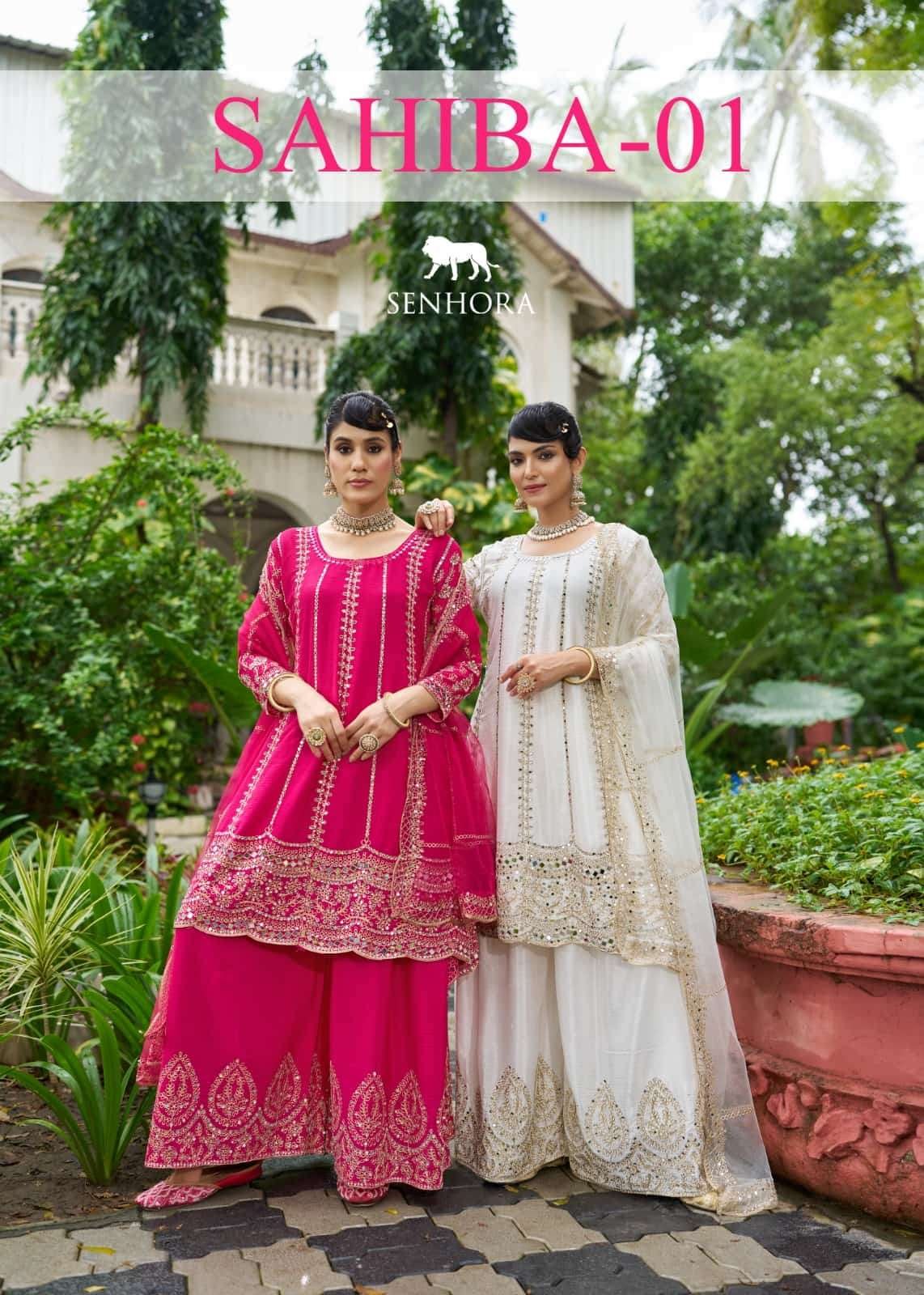 SAHIBA VOL-1 BY SENHORA 3106-A TO 3106-G SERIES HEAVY CHINON DRESSES