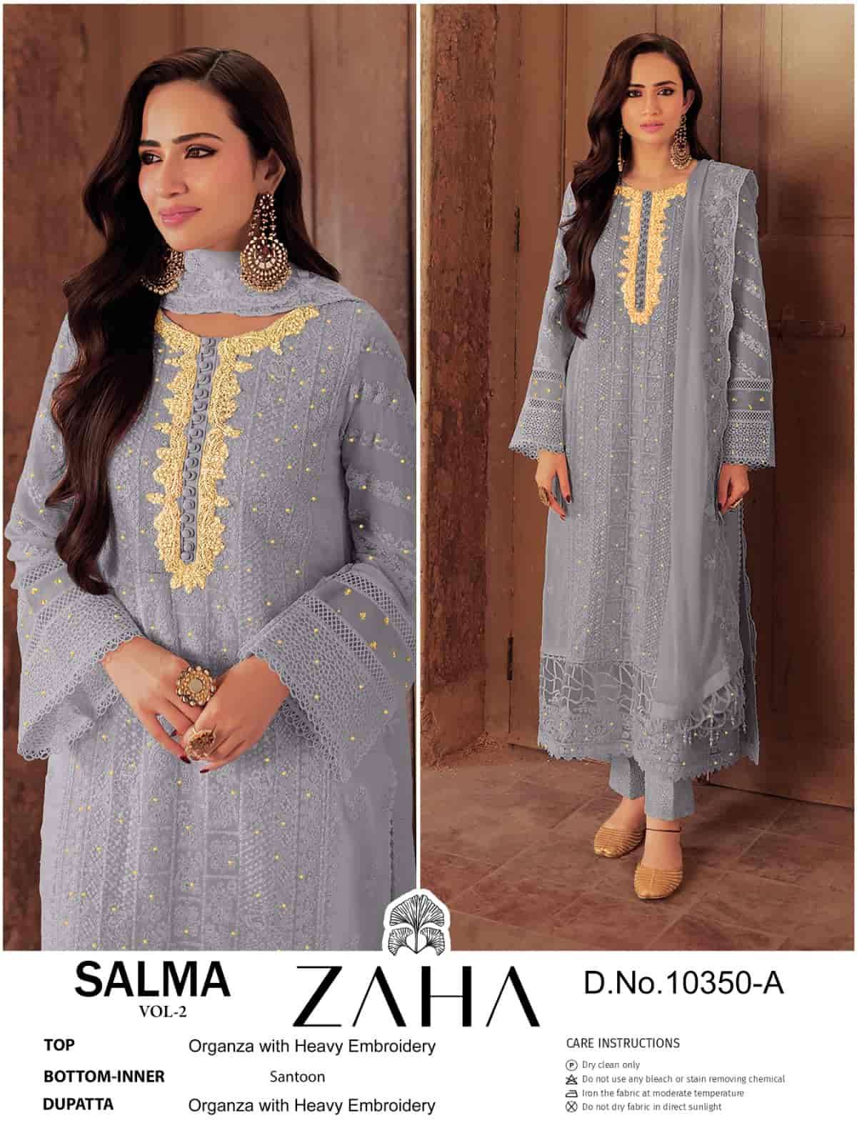 SALMA VOL-2 BY ZAHA 10350-A TO 10350-D SERIES ORGANZA PAKISTANI DRESSES