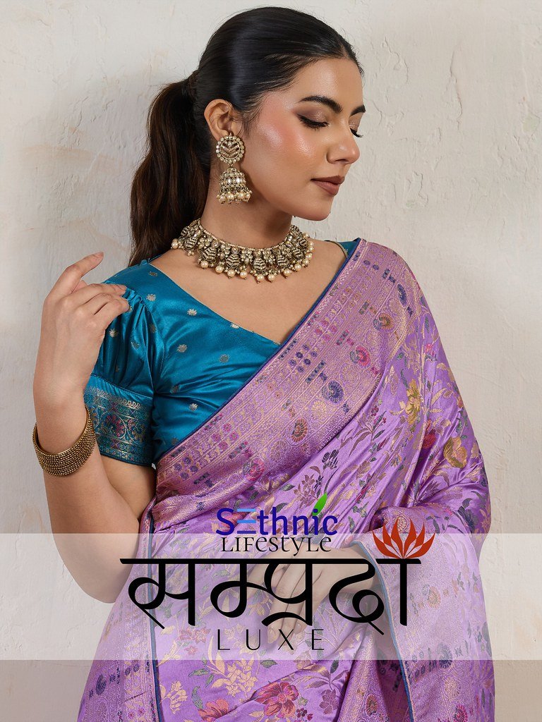 SAMPRADA LUXE BY SETHNIC 106005 TO 106007 SERIES SATIN MAKHMALI SAREES