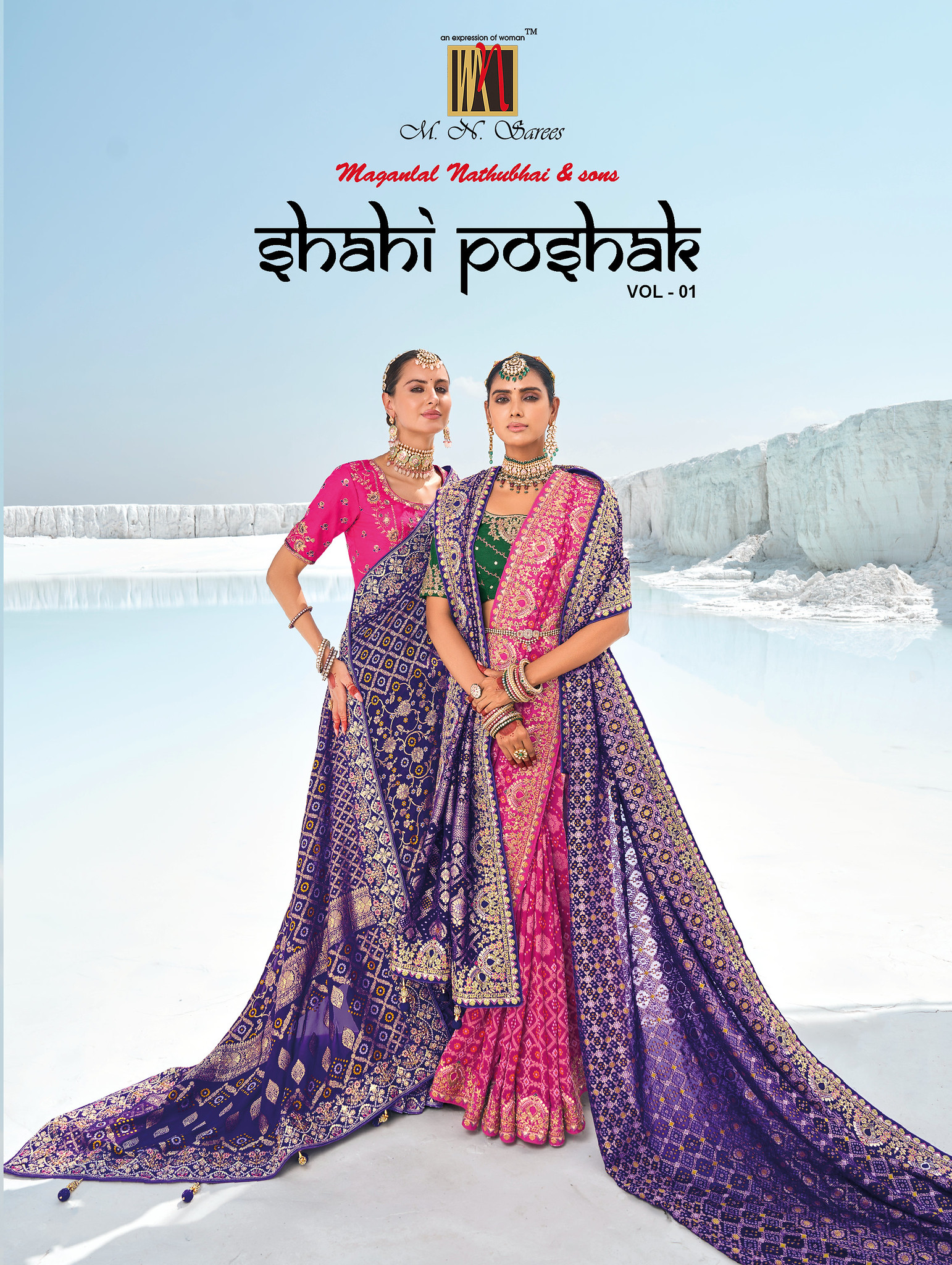 SHAHI POSHAK VOL-1 BY MN SAREES 7601 TO 7609 SERIES GEORGETTE SAREES