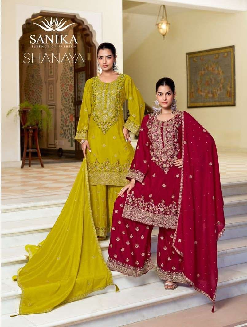 SHANAYA BY SANIKA 1001 TO 1003 SERIES CHINON SILK STITCHED DRESSES