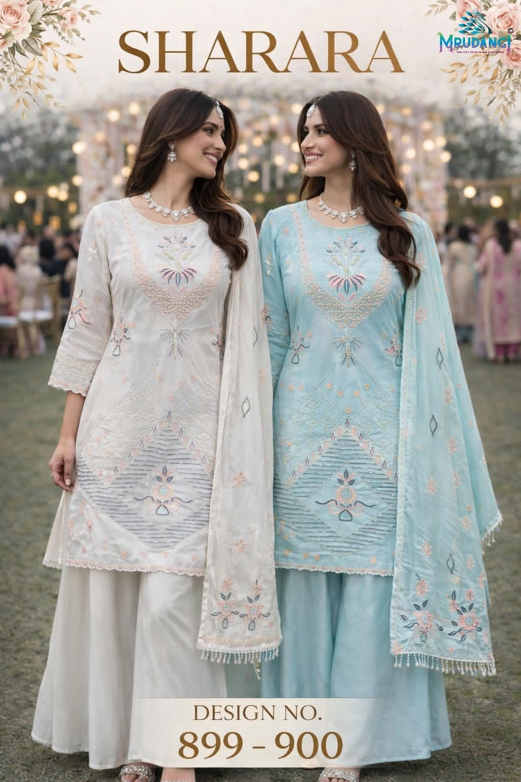 SHARARA BY MRUDANGI 899 TO 900 SERIES REAL PREMIUM GEORGETTE DRESSES