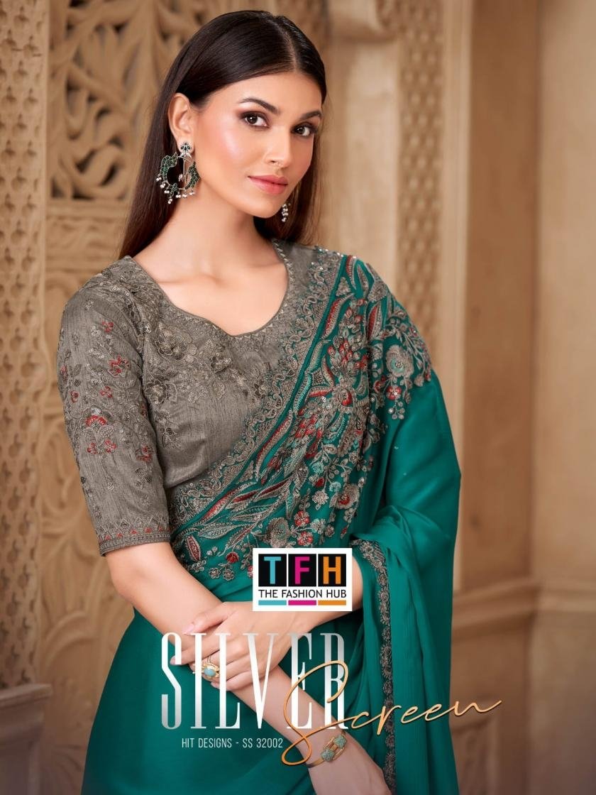 SILVER SCREEN 32002 HIT DESIGNS BY TFH 32002-A TO 32002-F SERIES SILK SAREES