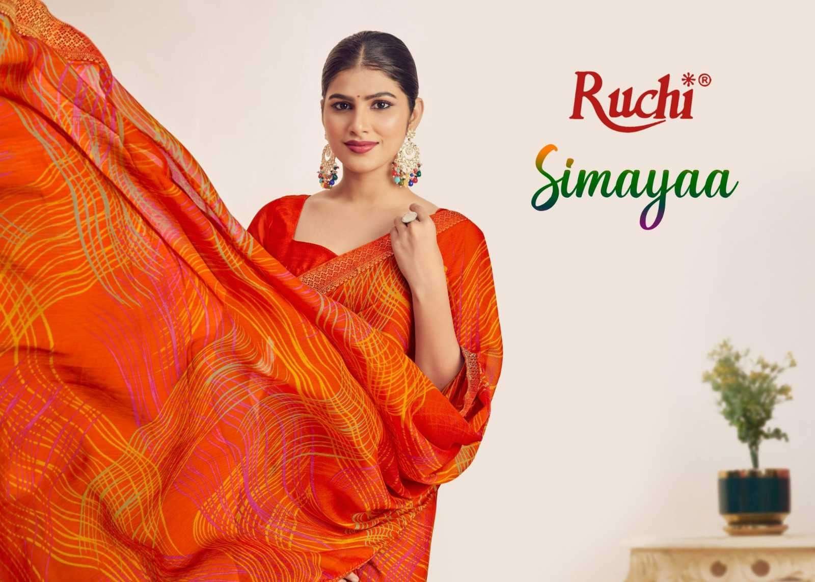 SIMAYAA VOL-29 BY RUCHI 39801-A TO 39803-D SERIES PRINTED CHIFFON SAREES