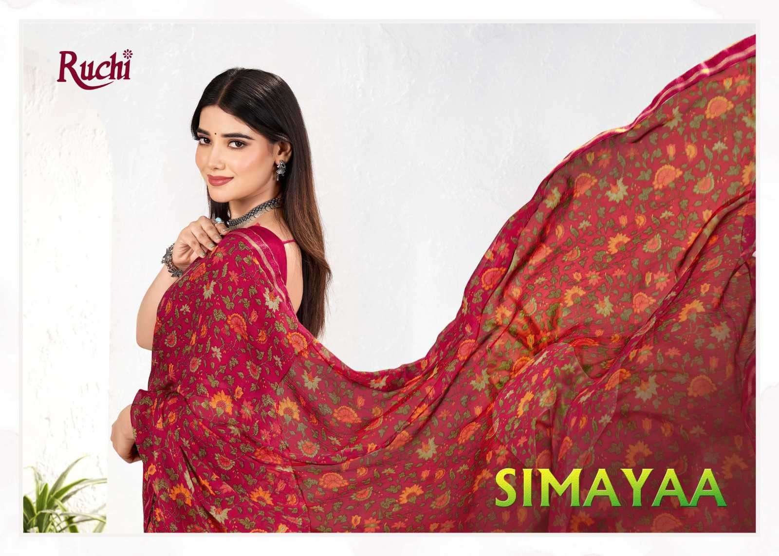 SIMAYAA VOL-31 BY RUCHI 40601-A TO 40603-D SERIES PRINTED CHIFFON SAREES