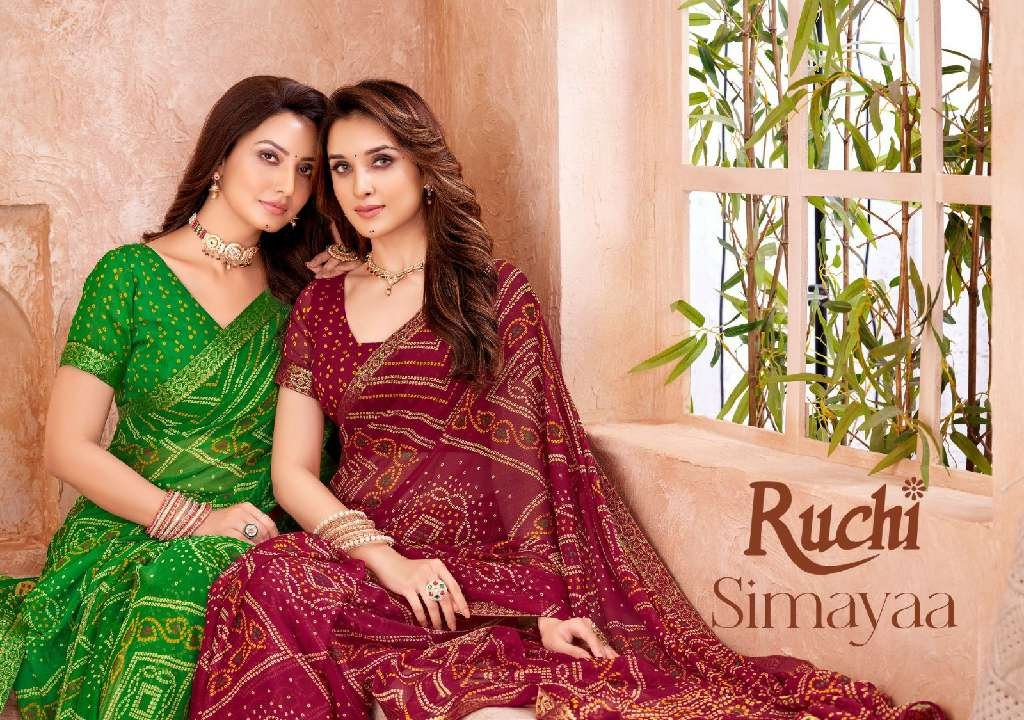 SIMAYAA VOL-35 BY RUCHI 42901-A TO 42903-D SERIES PRINTED CHIFFON SAREES