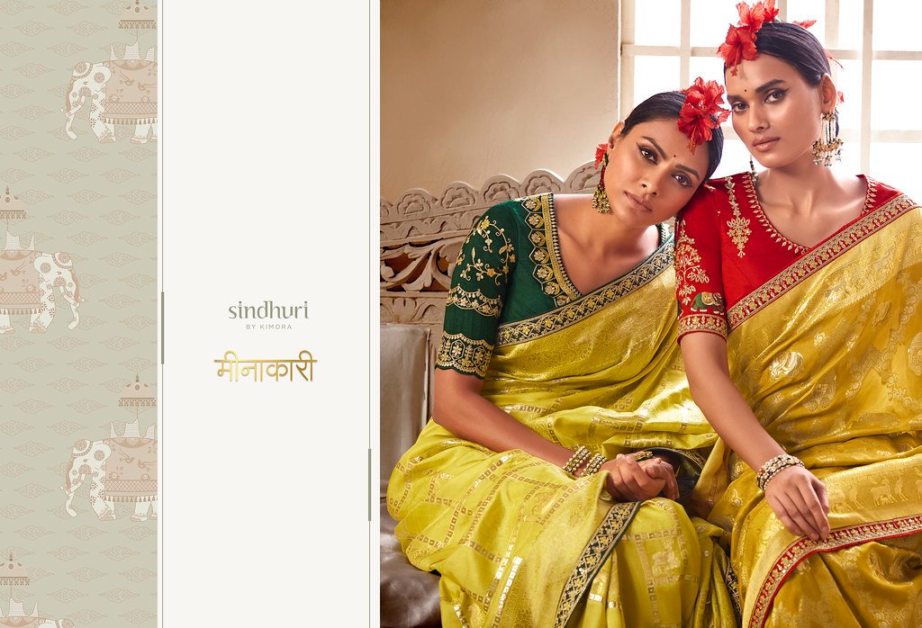 SINDHURI MEENAKARI BY KIMORA 153 TO 153 SERIES DOLA SILK SAREES