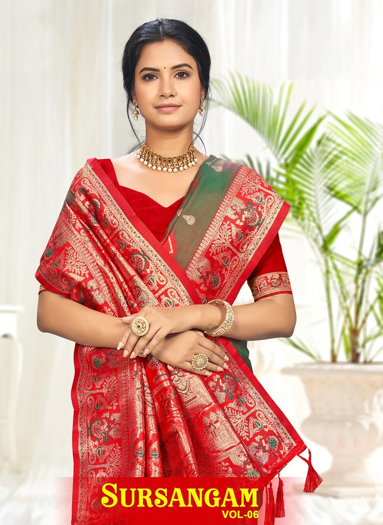 SURSANGAM VOL-6 BY BUNAWAT 1001 TO 1006 SERIES DESIGNER SILK SAREES