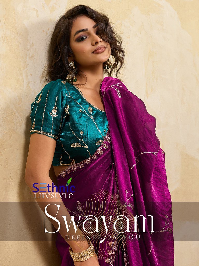 SWAYAM VOL-2 BY SETHNIC 109001 TO 109008 SERIES VELVET SATIN SAREES