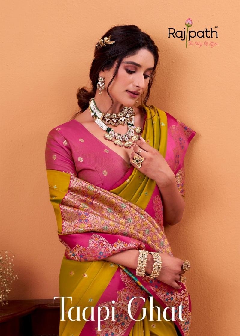 TAAPI GHAT BY RAJPATH 592 TO 599 SERIES HEAVY SOFT SATIN SILK SAREES