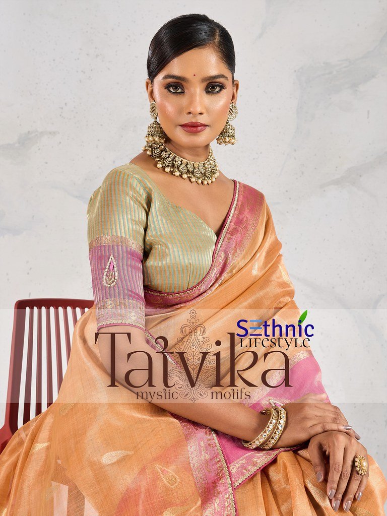 TATVIKA BY SETHNIC 92001 TO 92004 SERIES FANCY TISSUE LINEN SAREES