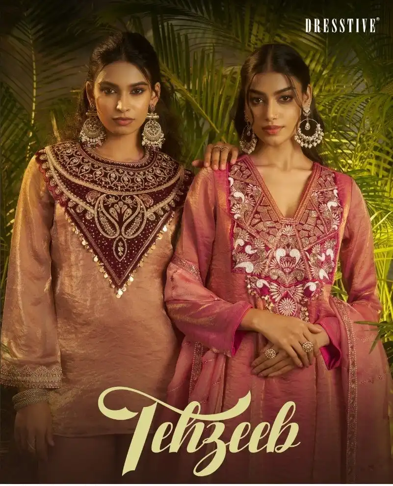 TEHZEEB BY DRESSTIVE 166 TO 171 SERIES HEAVY ORGANZA STITCHED DRESSES