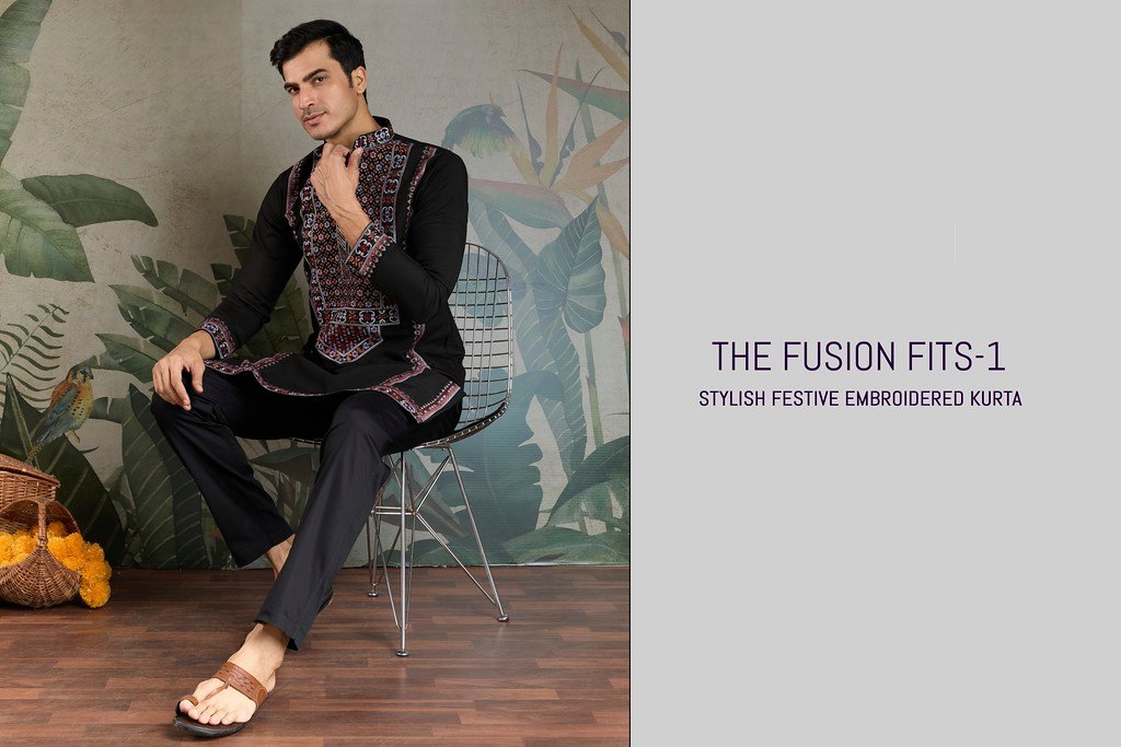 THE FUSION FITS VOL-1 BY SHUBHVASTRA 61301 TO 61305 SERIES SILK MENS KURTAS