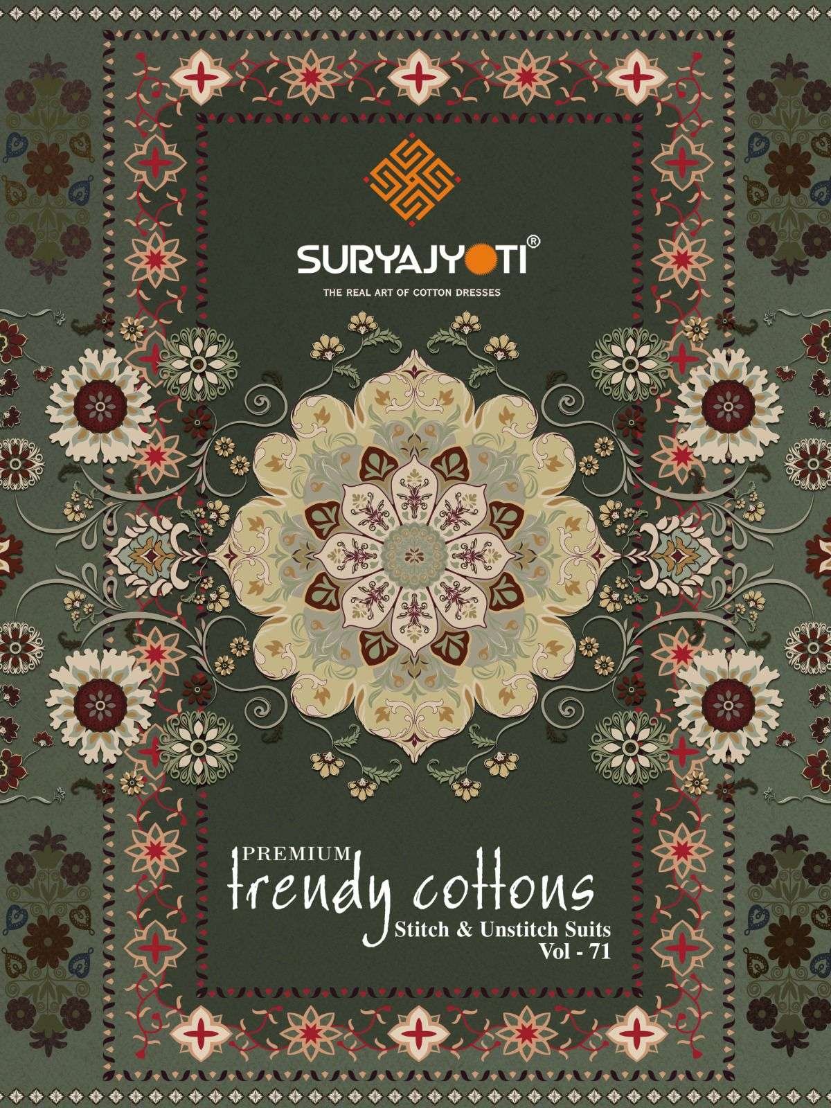 TRENDY COTTONS VOL-71 BY SURYAJYOTI 7101 TO 7120 SERIES COTTON DRESSES