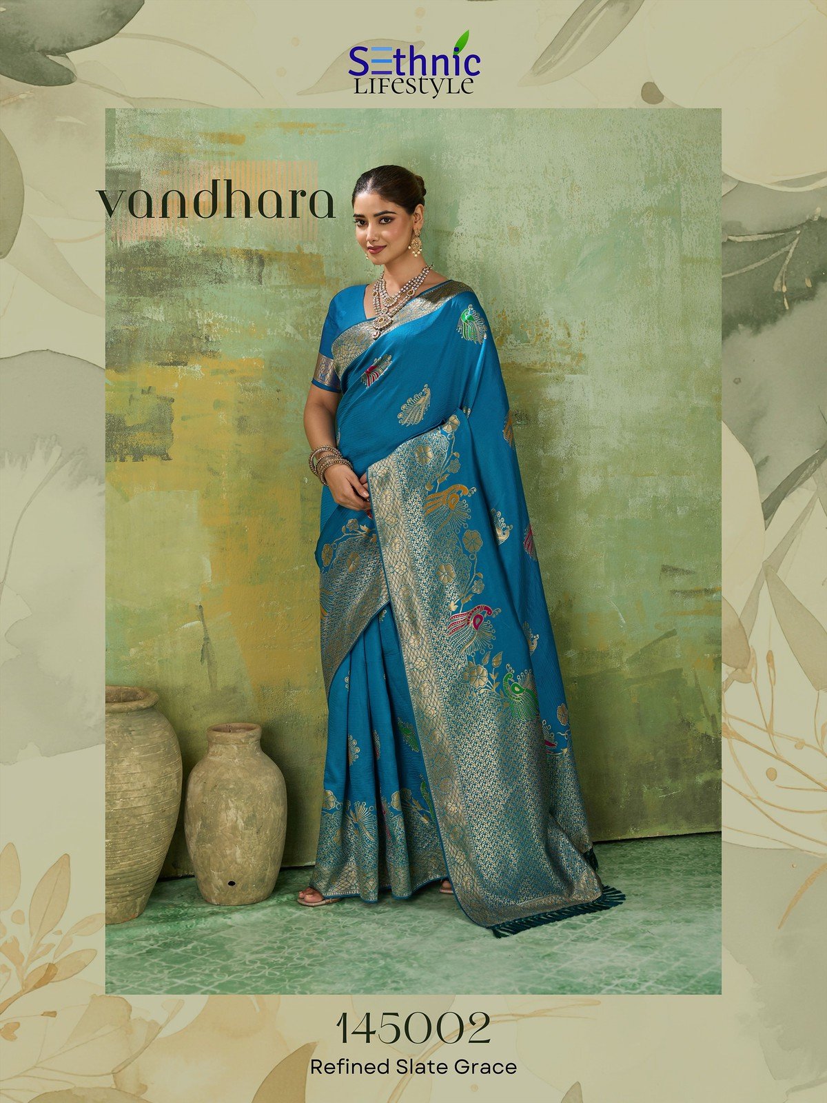 VANDHARA BY SETHNIC 145001 TO 145005 SERIES TWILL BANARASI SILK SAREES