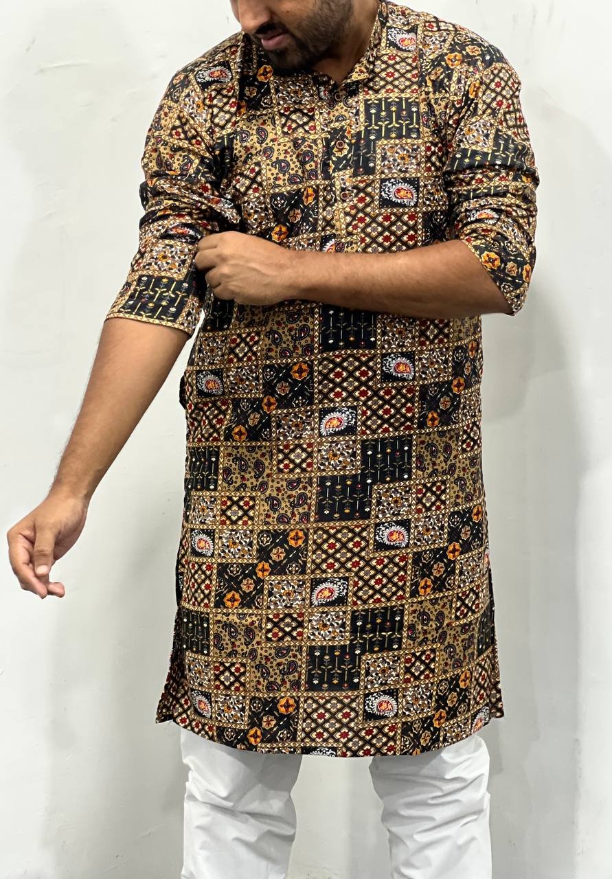 VASTRA BY SUSWANI PREMIUM HEAVY DESIGNER RAYON PRINTED MENS KURTA