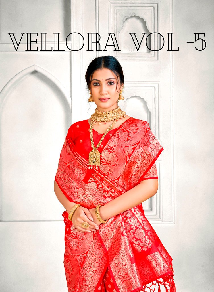 VELLORA VOL-5 BY SUSWANI 5001 TO 5004 SERIES BANARASI SILK SAREES