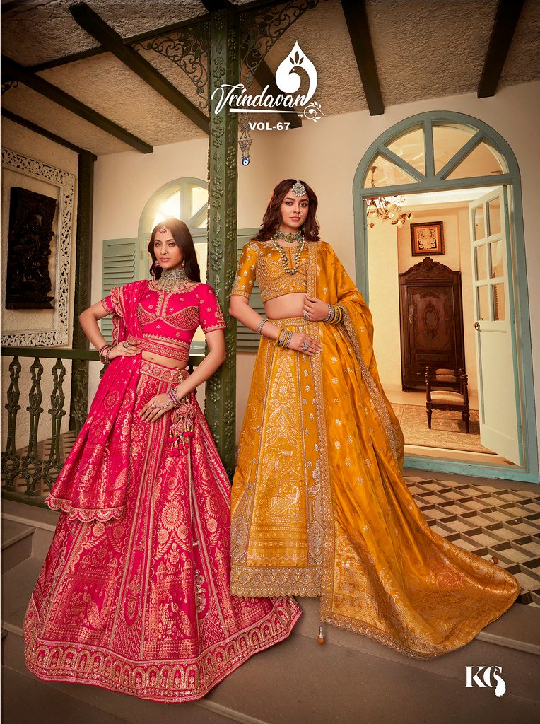 VRINDAVAN VOL-67 BY ROYAL 10359 TO 10364 SERIES HEAVY SILK LEHENGAS