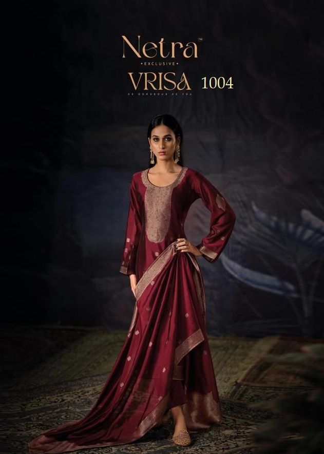 VRISA 1004 BY NETRA FANCY DESIGNER HEAVY MUSLIN JACQUARD DRESS