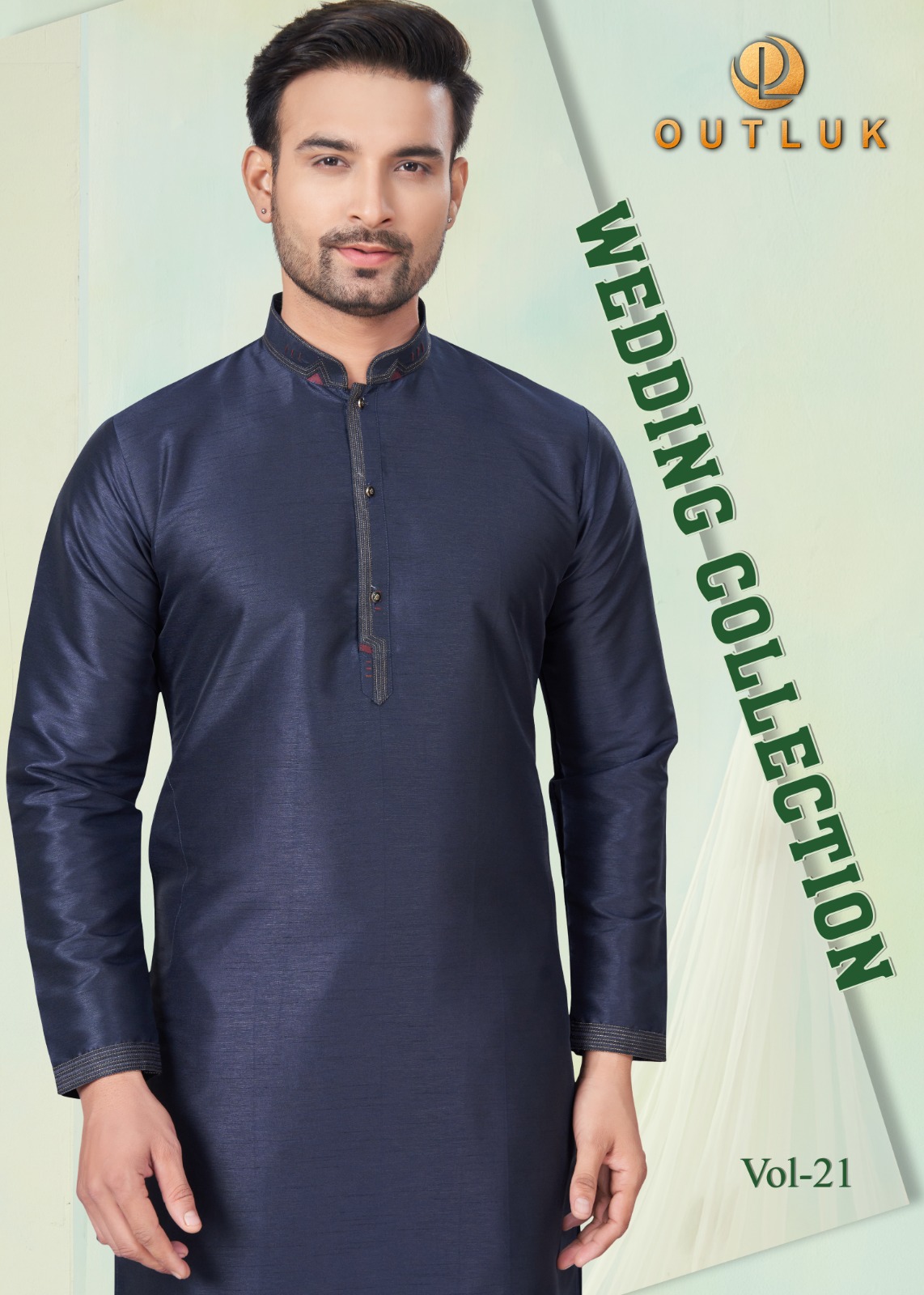 WEDDING COLLECTION VOL-21 BY OUTLUK 21001 TO 21011 SERIES SILK MENS KURTA AND PYJAMA