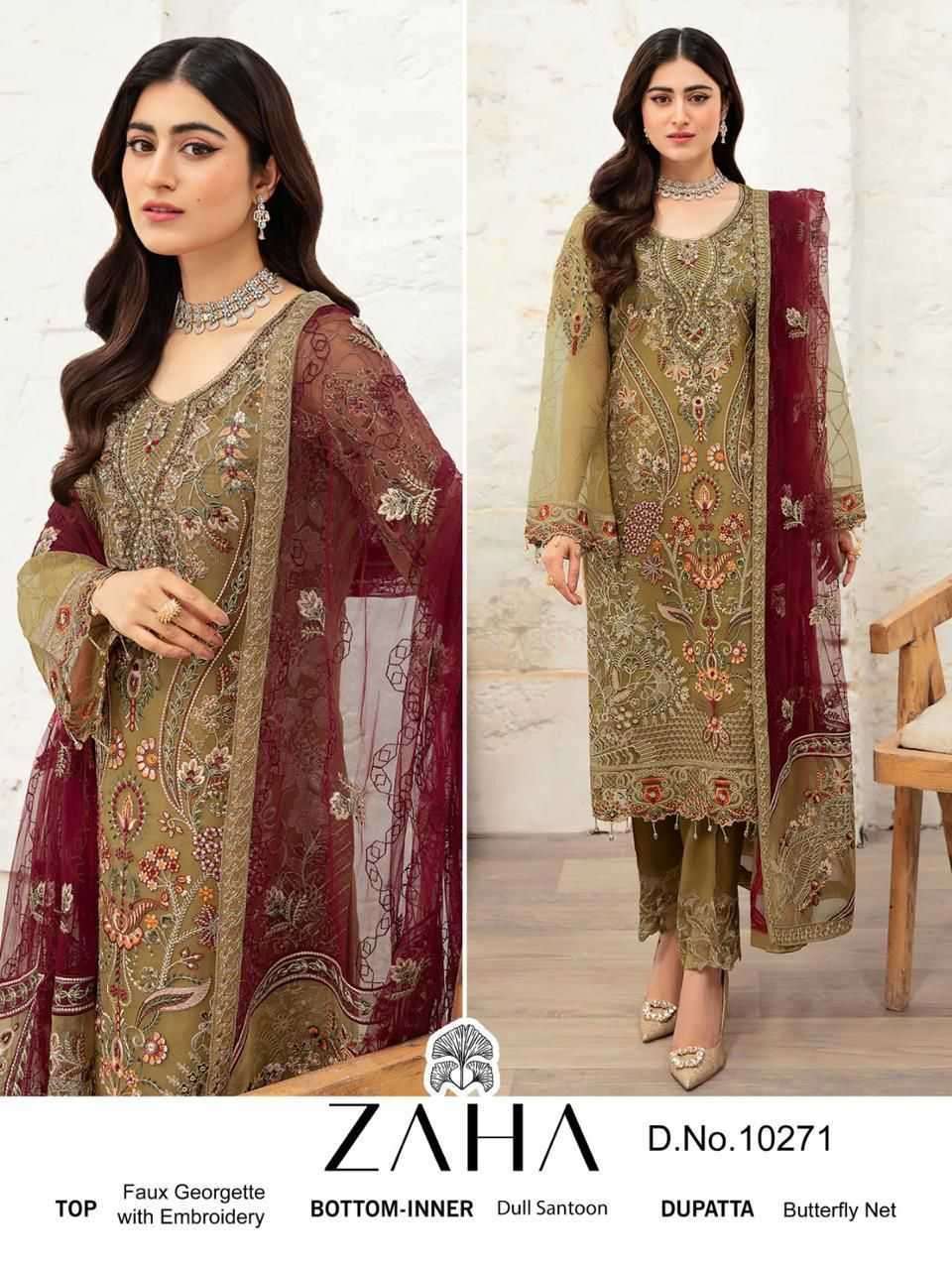 ZAHA 10271 HIT DESIGN BY ZAHA HEAVY FAUX GEORGETTE PAKISTANI DRESS