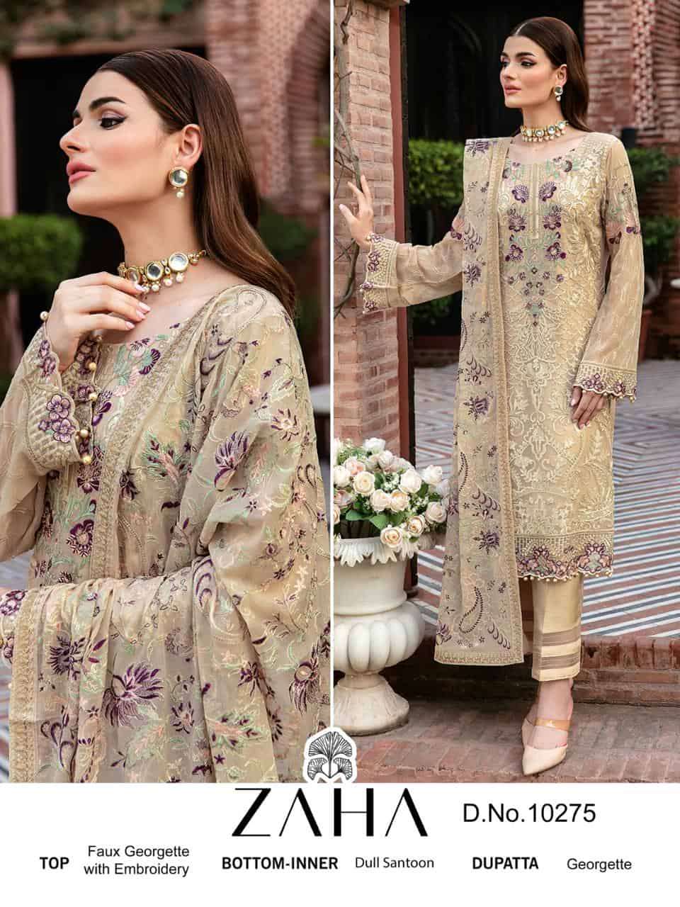 ZAHA 10275 HIT DESIGN BY ZAHA HEAVY FAUX GEORGETTE PAKISTANI DRESS