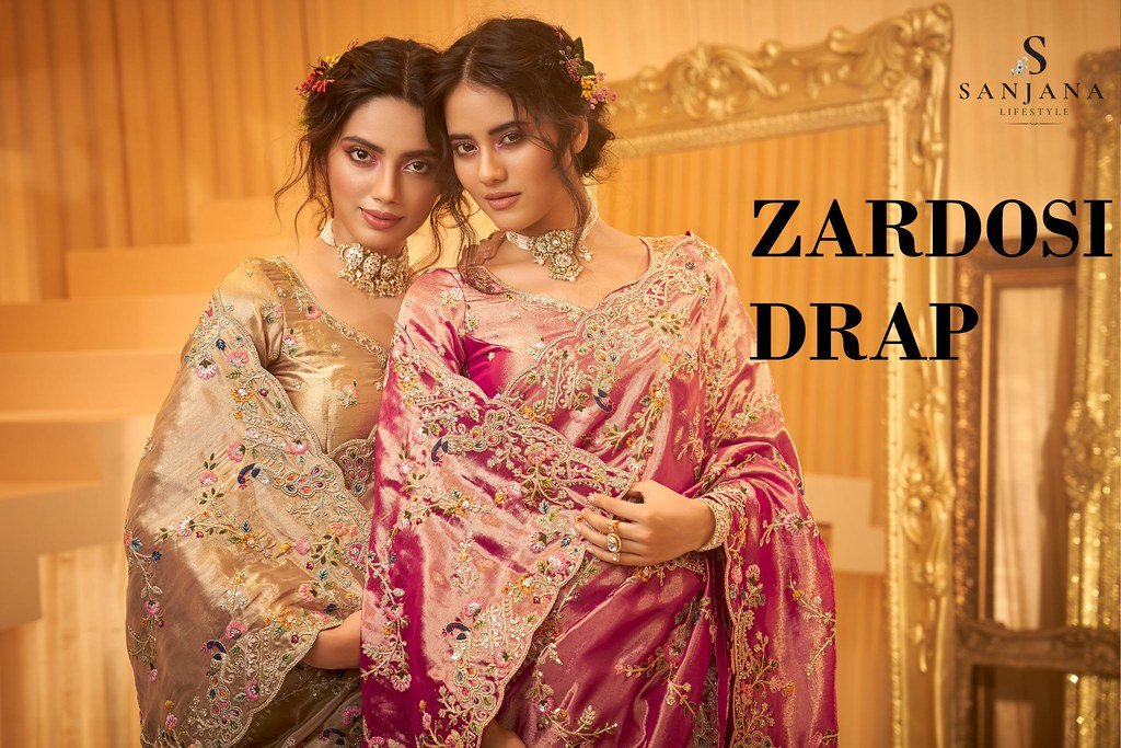 ZARDOSI DRAPE BY SANJANA LIFESTYLE PURE GIRAFFE VISCOSE SILK SAREES